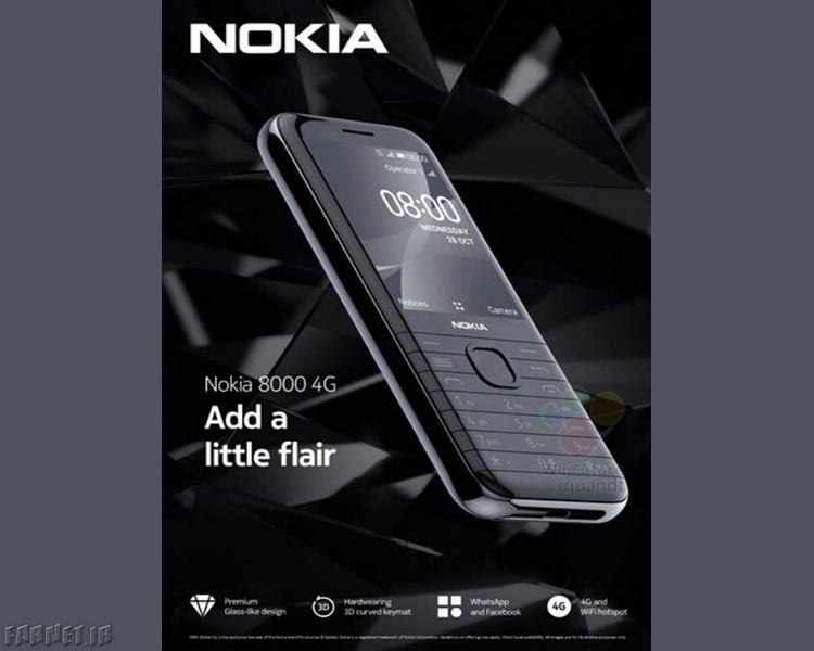 مشخصات فنی Nokia 8000 4G