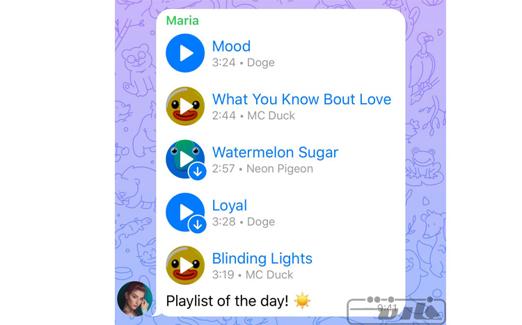 پلی لیست موزیک تلگرام