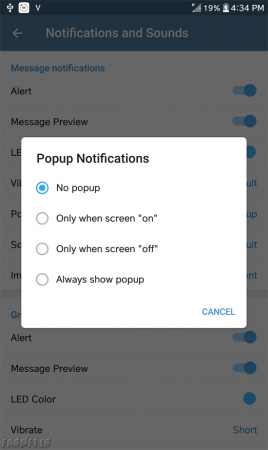 نوتیفیکیشن پاپ آپ تلگرام
