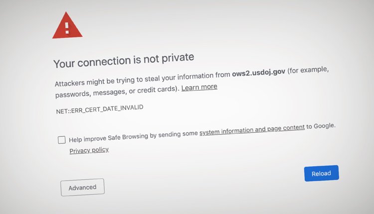 خطای گواهی TLS