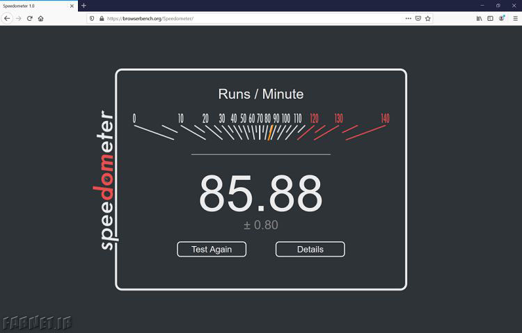 بنچمارک Speedometer فایرفاکس